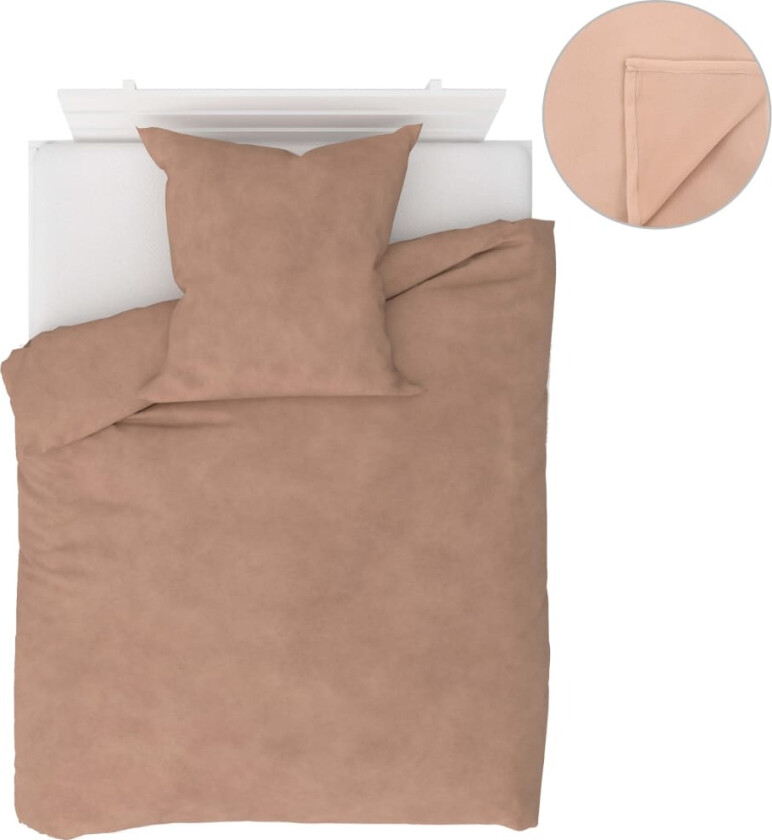 Sengesett 4 deler fleece beige 155x200/80x80 cm
