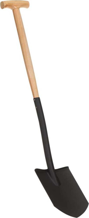 Hagespade spiss T-grep stål og løvtre