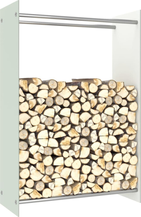 Vedstativ hvit 80x35x120 cm glass