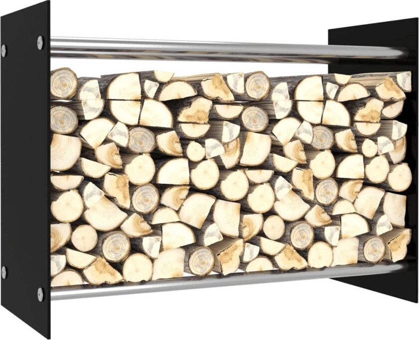 Vedstativ svart 80x35x60 cm glass