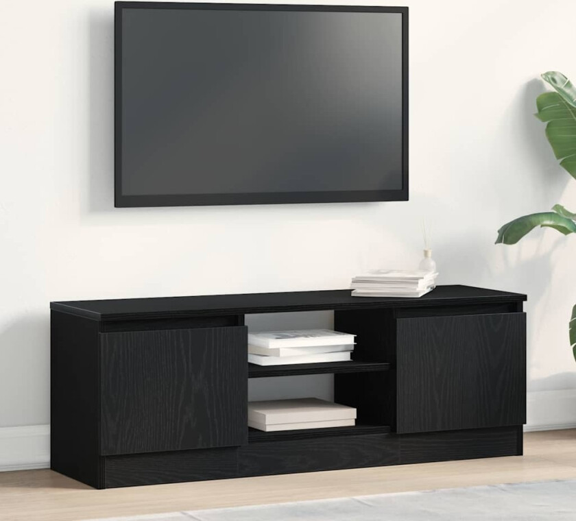 TV-benk svart eik 102x30x36 cm konstruert tre