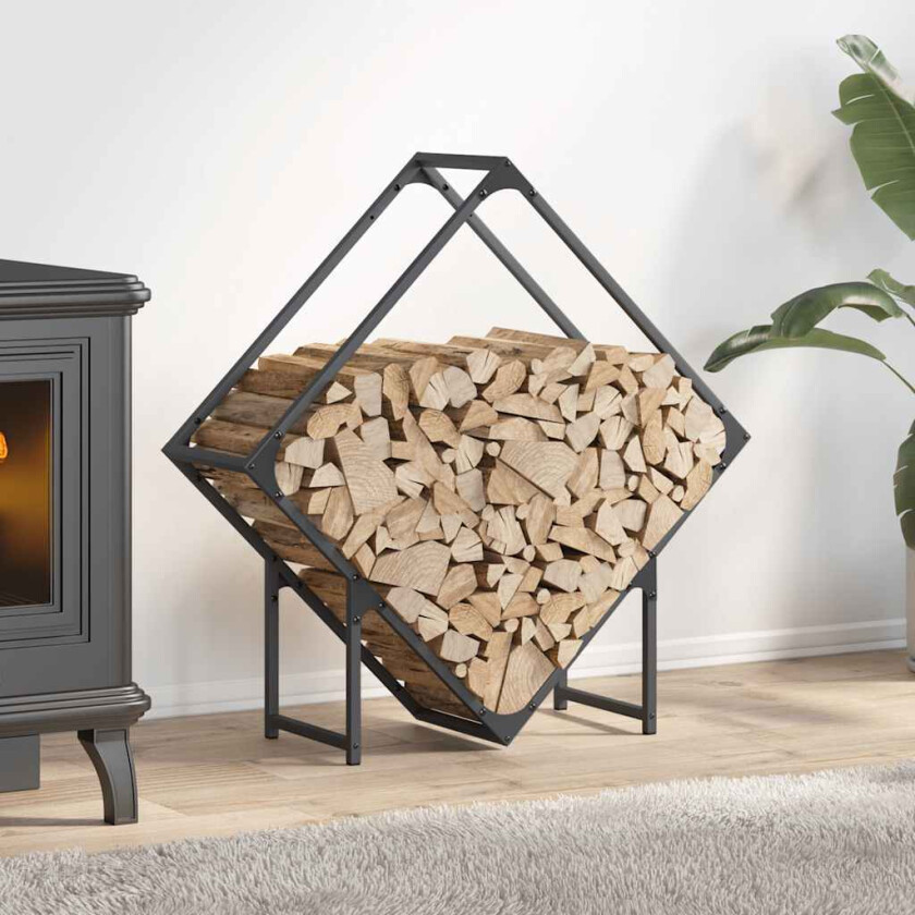 Vedstativ antrasitt 80x25x80 cm kaldvalset stål