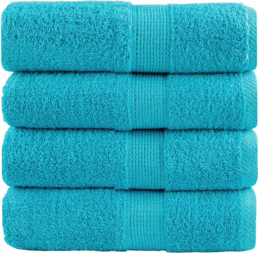 Premium gjestehåndklær SOLUND 4 stk turkis 30x50 cm 600 g/m2
