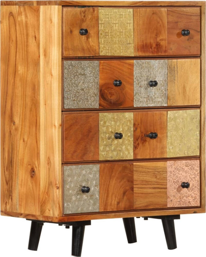 Kommode 55x30x75 cm heltre akasie og metall