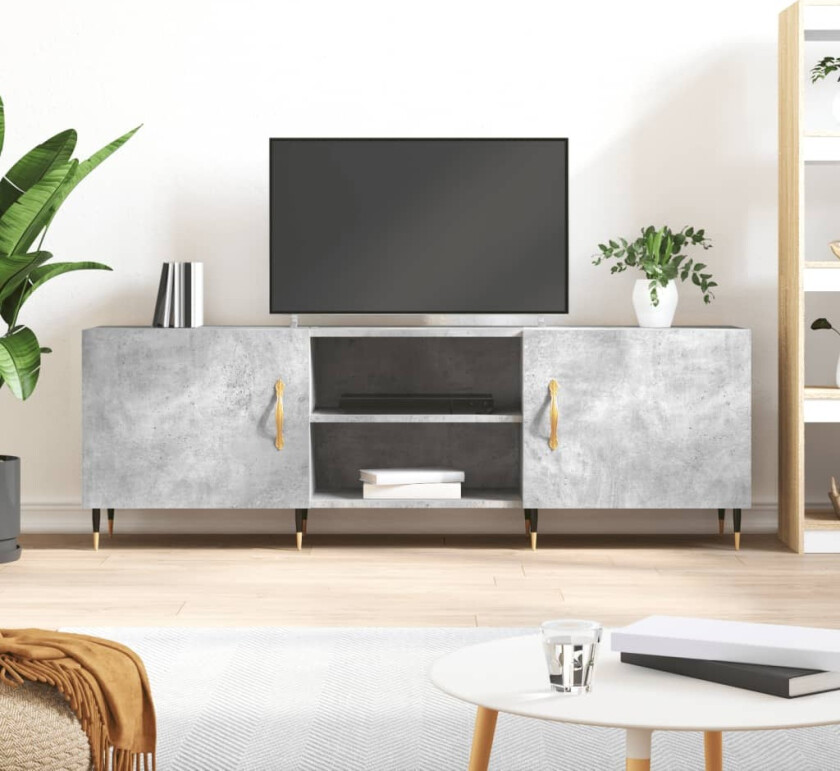 TV-benk betonggrå 150x30x50 cm konstruert tre