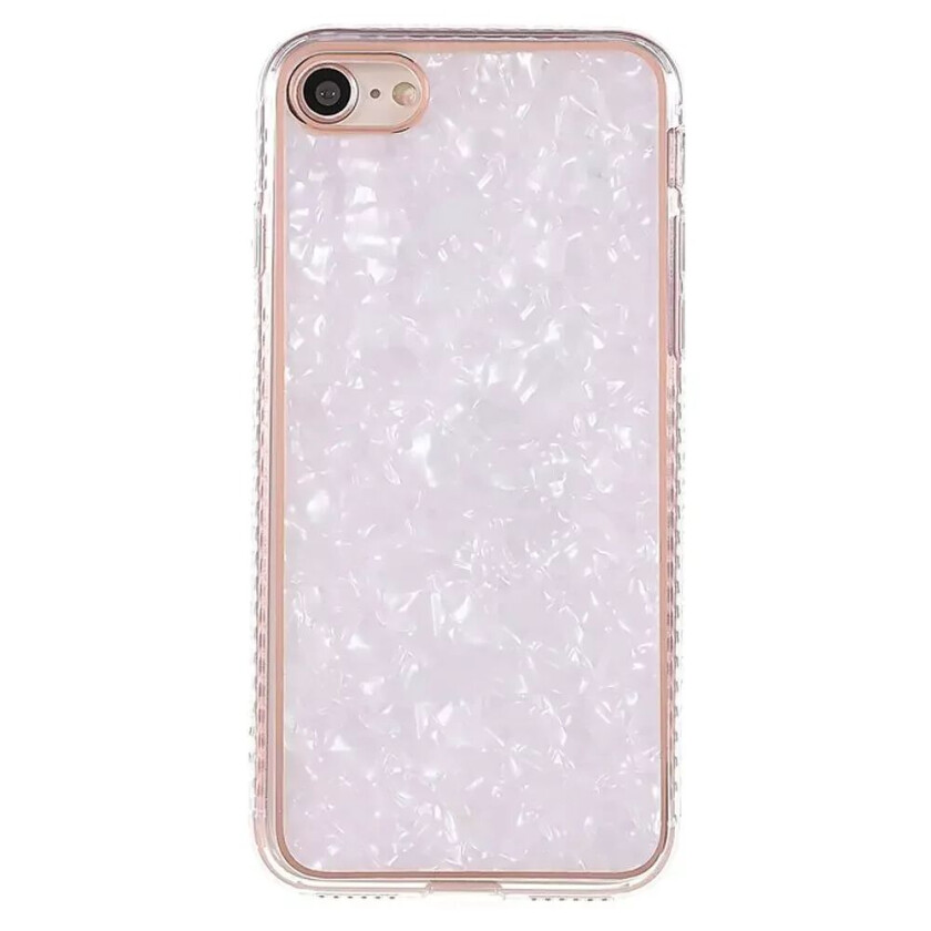 iPhone SE (2022 / 2020) / 8 / 7 Hybrid Plast Bakdeksel - Lakkert Marmor - Hvit