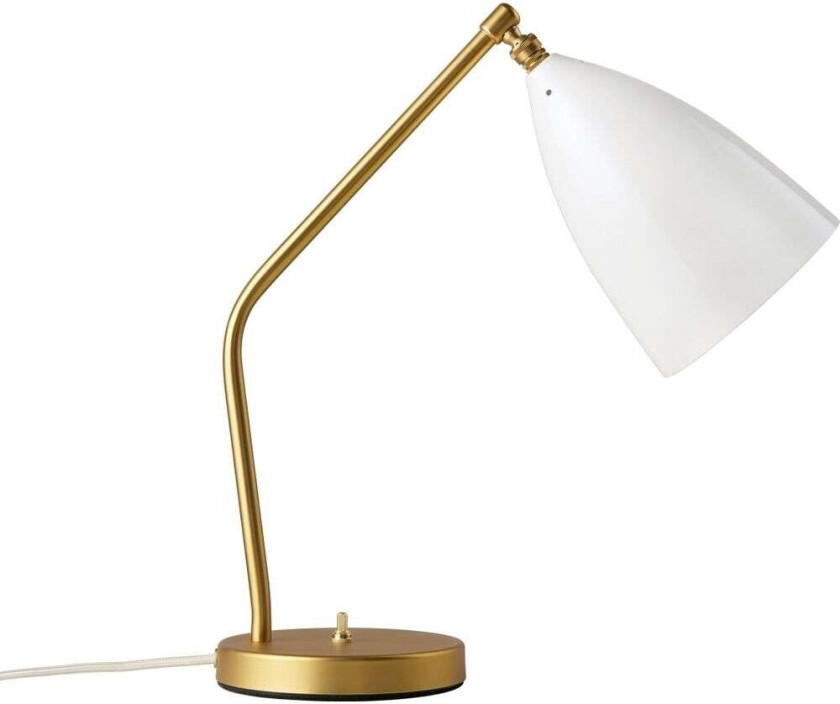 Gresshoppe bordlampe blank Alabaster white-brass