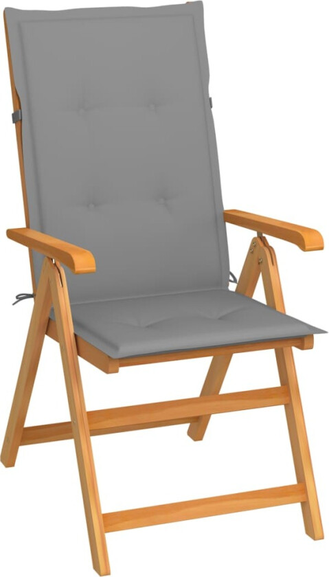 Hagestol med grå puter heltre teak