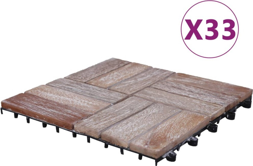 Terrassebord 33 stk 30x30 cm gjenvunnet heltre