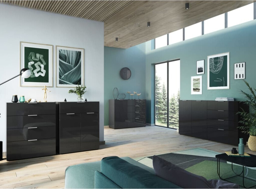 Kommode med 4 skuffer GW-Oakland svart