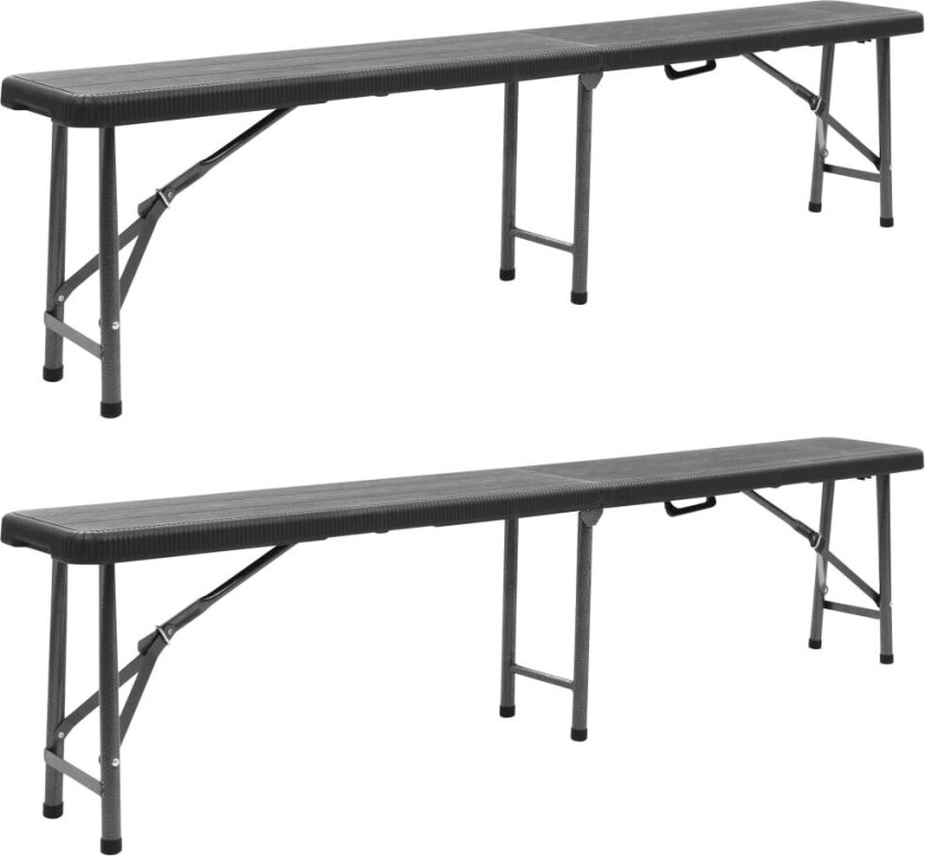 Sammenleggbare hagebenker 2 stk 180 cm HDPE svart