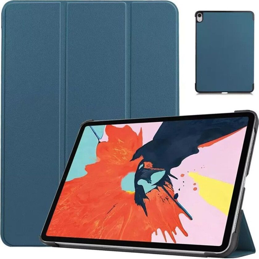 iPad Air (2022/2020) Tri-fold Skinn Flip Deksel med Stylus Pen Holder - Blå/Grøn