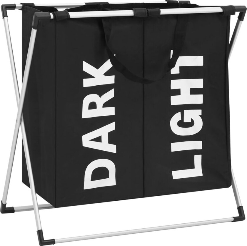 Skittentøyskurv i 2 seksjoner svart