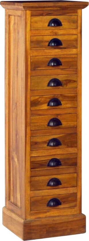 Kommode 10 skuffer 35x30x120 cm heltre teak