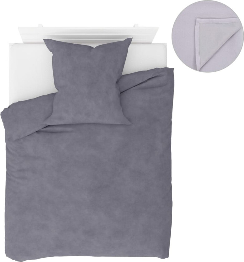 Sengesett 4 deler fleece grå 155x200/80x80 cm