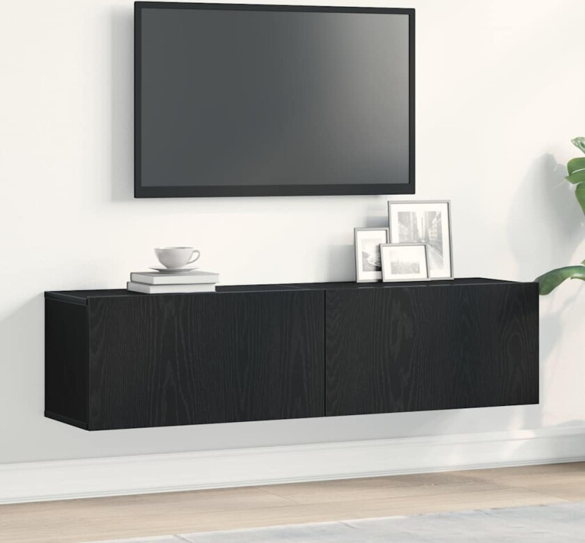 TV-benk svart eik 120x30x30,5 cm konstruert tre