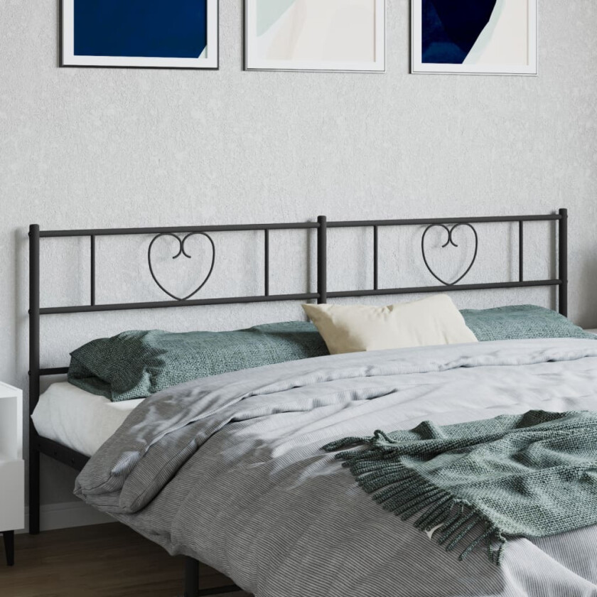 Sengegavl i metall svart 180 cm