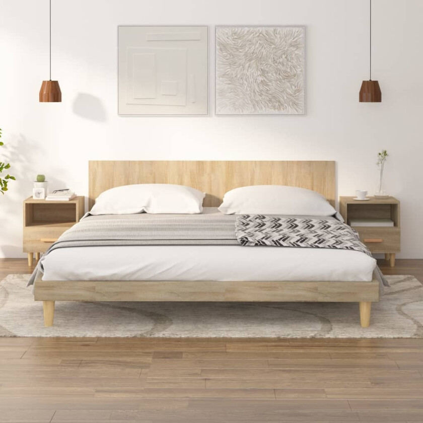 Nattbord 2 stk sonoma eik 40x35x47 cm