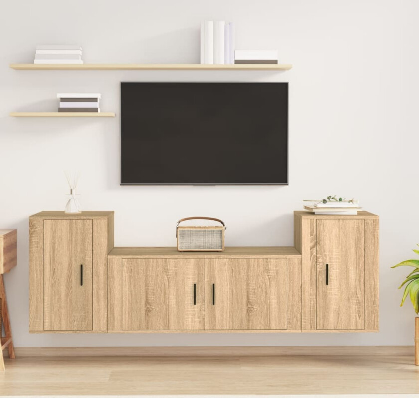 TV-skapsett 3 deler sonoma eik konstruert tre