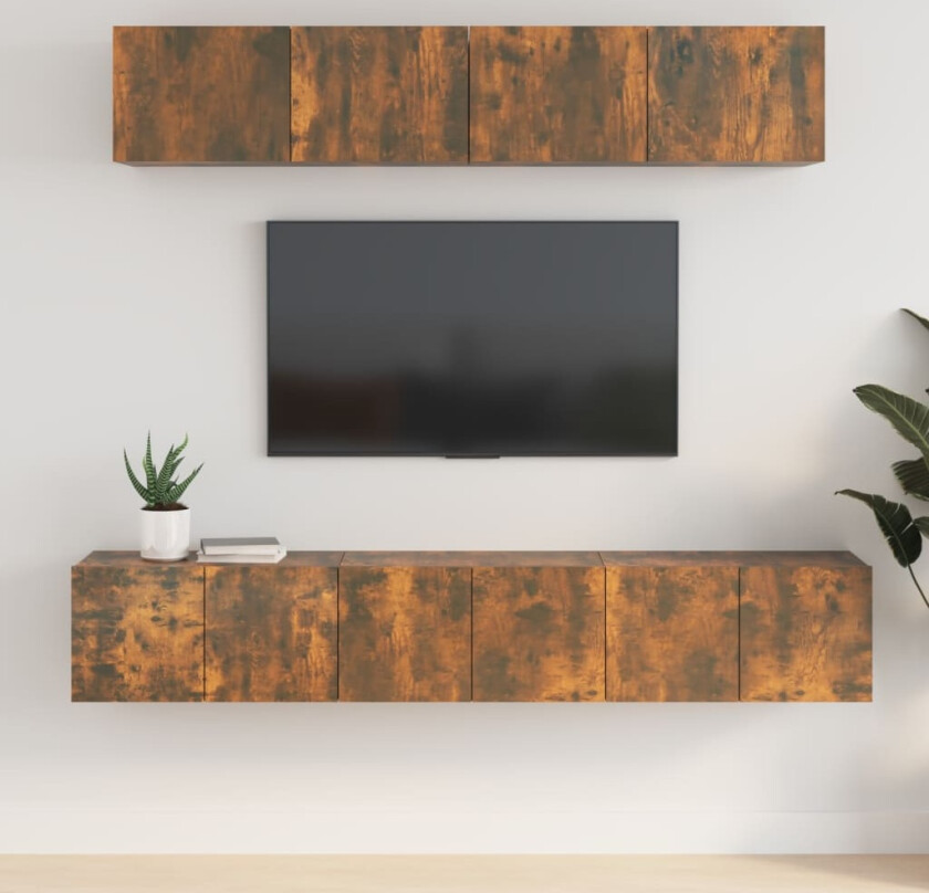 TV-skapsett 5 deler røkt eik konstruert tre