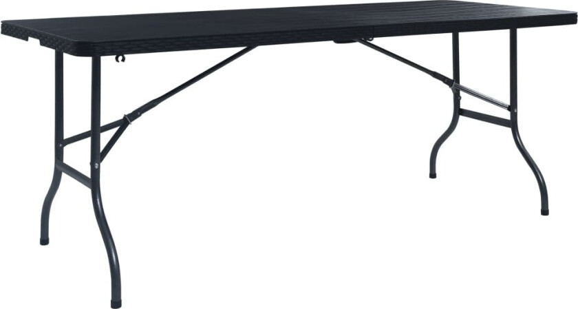 Sammenleggbart hagebord svart 180x75x72 cm HDPE imitert rotting