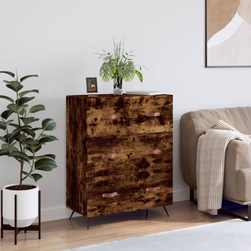Kommode røkt eik 69,5x34x90 cm konstruert tre