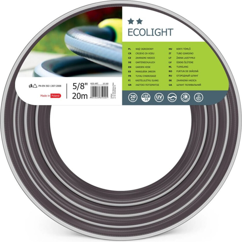 Hageslange ECOLIGHT 5/8" 20 m grå