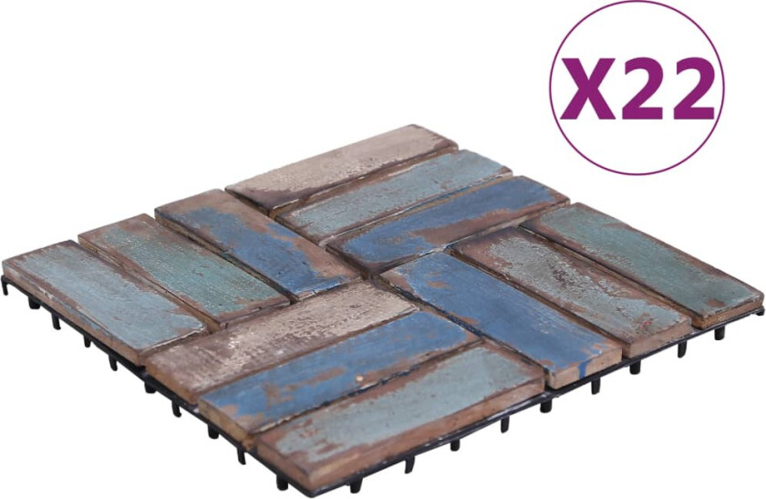 Terrassebord 22 stk 30x30 cm gjenvunnet heltre