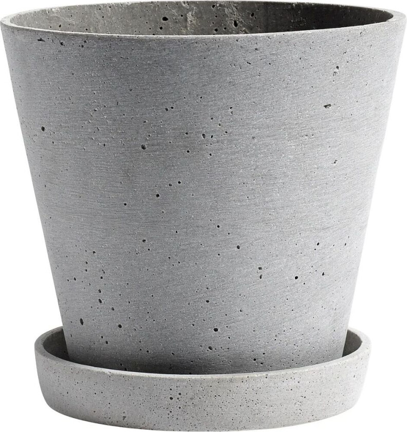 Bilde av Flowerpot with saucer krukke L Ø17.5 cm Grå