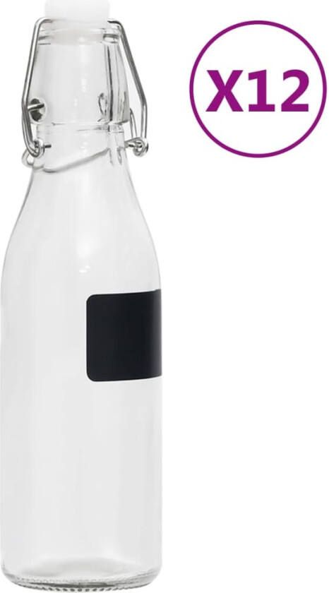 Glassflasker med klipslokk 12 stk rund 250 ml