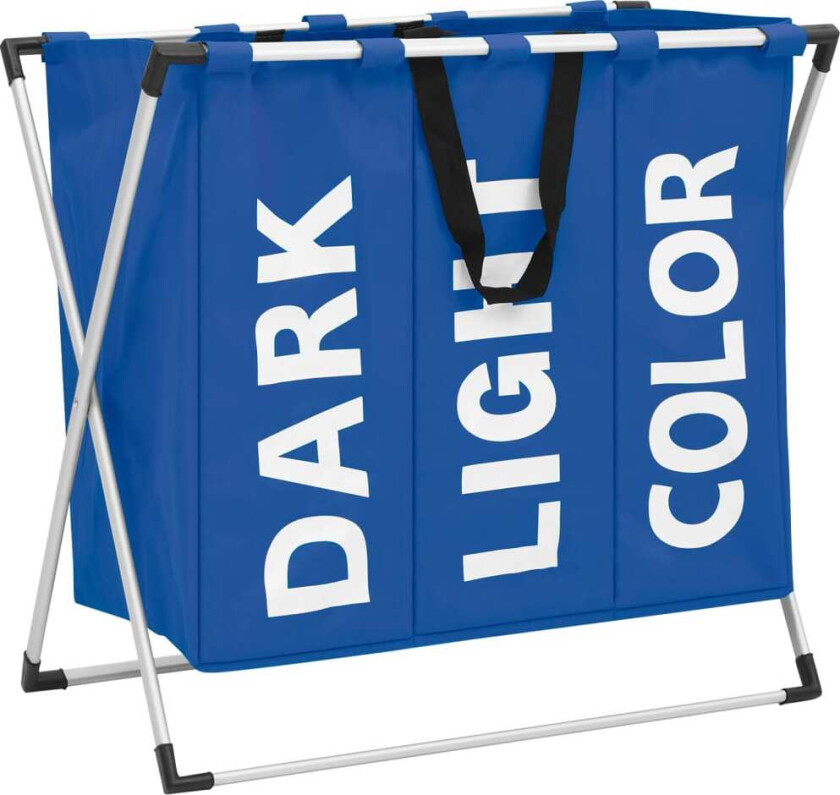 Skittentøyskurv i 3 seksjoner blå