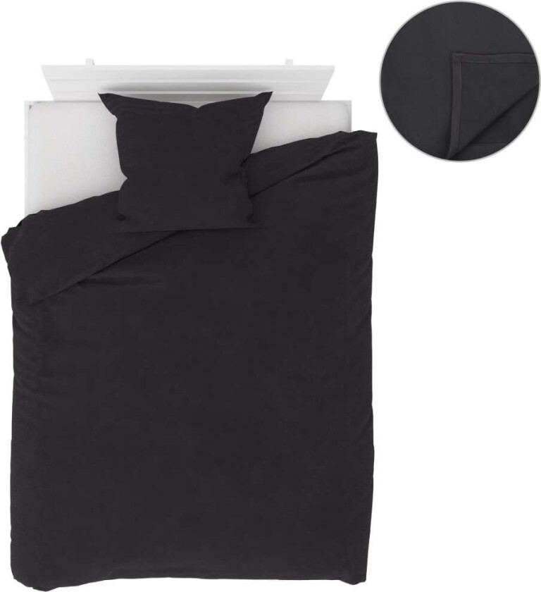 Sengesett 4 deler fleece antrasitt 155x200/80x80 cm