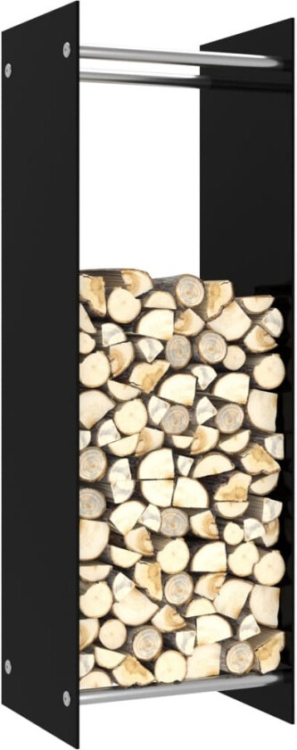 Vedstativ svart 40x35x120 cm glass