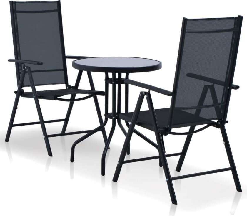Bistrosett 3 deler aluminium og textilene svart