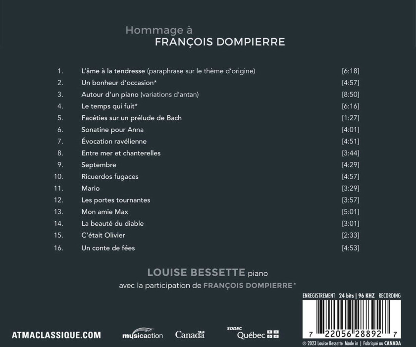 Louise Bessette Hommage A Frangois Dompierre CD