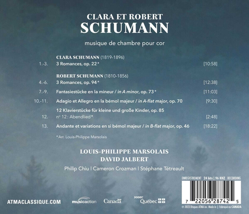 Louisphilippe Marsolais, David Jalbert Clara Et Robert Schumann Musique Pour Cor CD