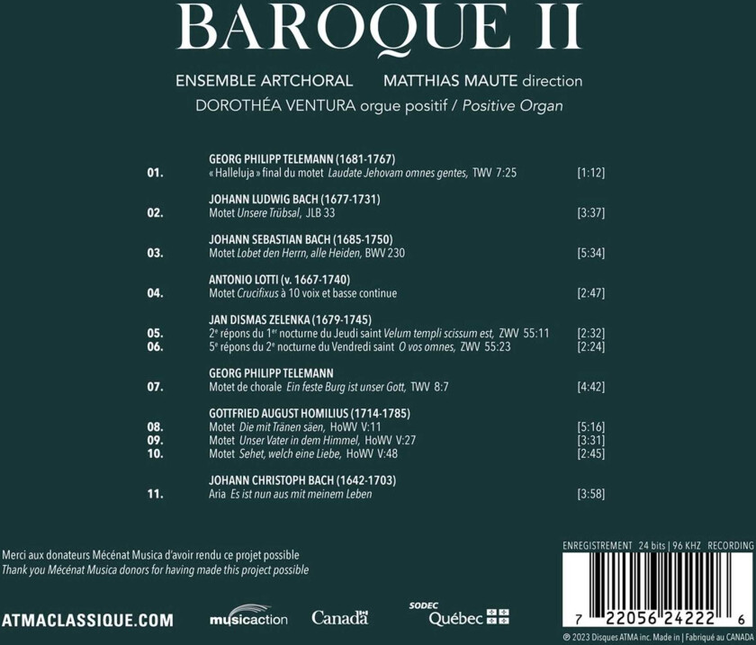 Ensemble Artchoral, Matthias Maute Art Choral Vol 3: Baroque Ii CD