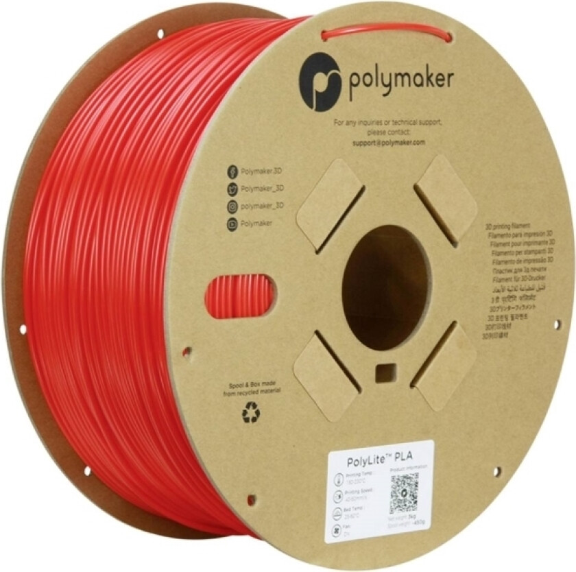 Polymaker Pa02043 Filament Pla-Plast Høj Grad Af Stivhed, Høj Grad Af Trækstyrke 2.85 Mm 3000 G Rød Polylite™ 1 Stk