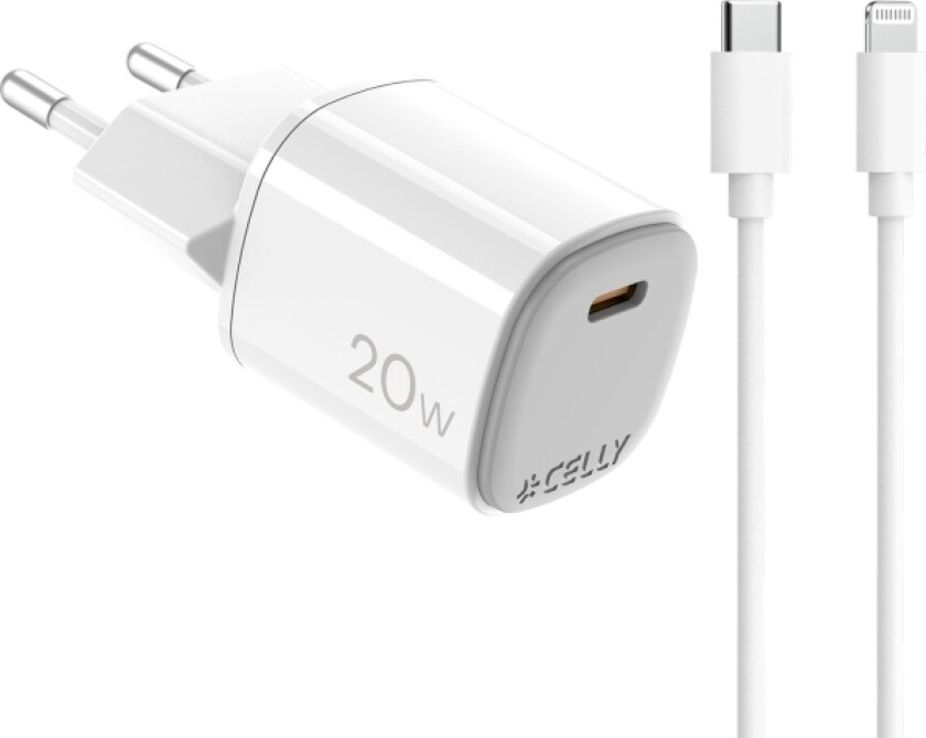 Usb-Laddare Gan 1 X Usb-C Pd 20W + Lightning-Kabel