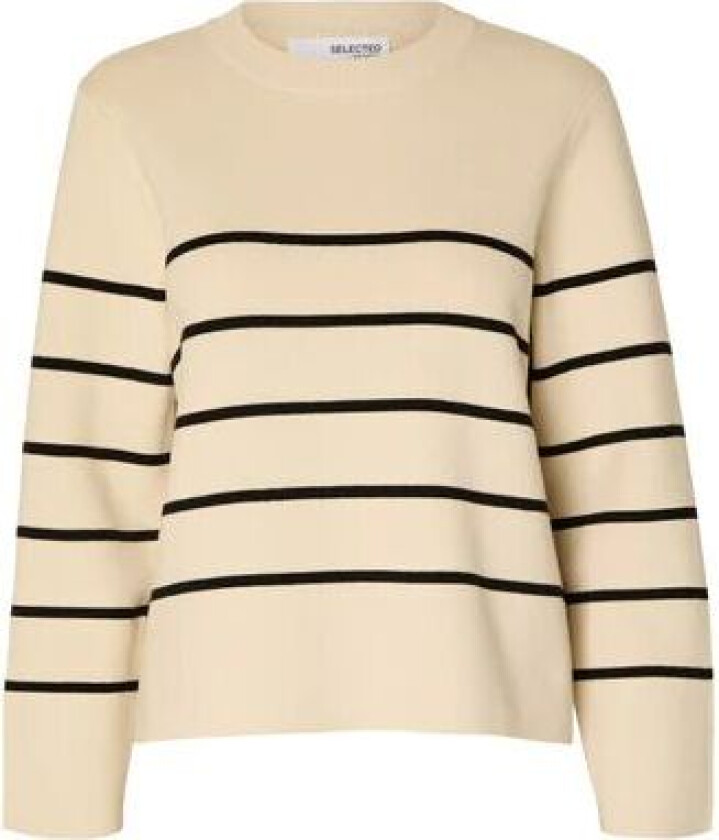 Liva Ls Knit O-Neck - Birch/Black M