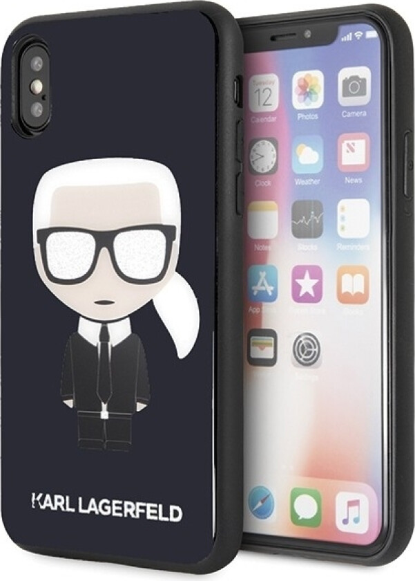 Klhcpxdlfkbk Iphone X/Xs Navy Black Hard Case Iconic Karl Glitter