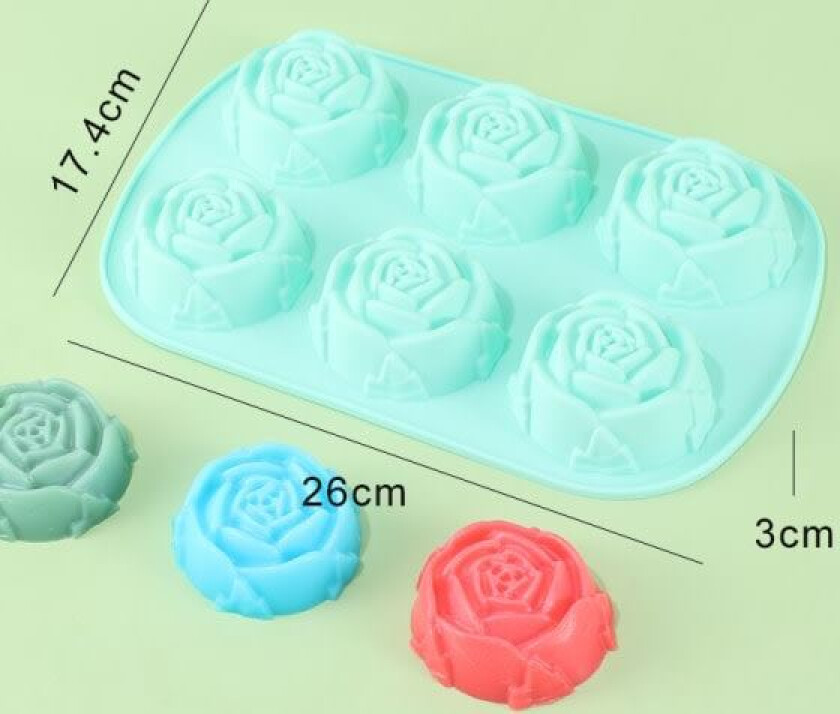 Isbitformsett med 2 store roseblomster i silikon for såpe, sjokolade og fest