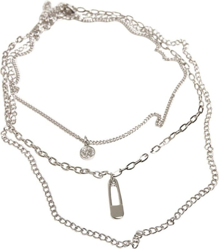 Halskjede - Safety Pin Layering Necklace - Damer - sølvfarget