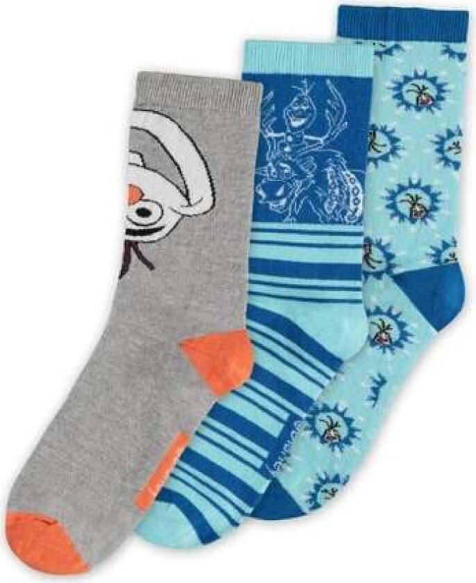 Frozen - Disney Sokker - Olaf 3-pakke - EU35-38 til EU 43-46 - Unisex - flerfarget