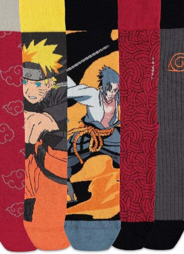 Anime Sokker - Shippuden 5-pakke - EU35-38 til EU 43-46 - Unisex - flerfarget