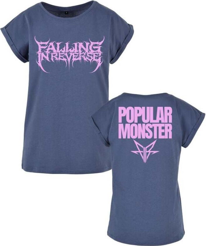 T-skjorte - Popular Monster Text - S til XL - Damer - blå