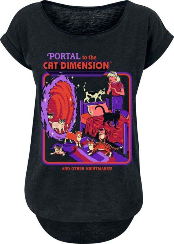 Fun T-skjorte - Portal to the cat dimension - S til 5XL - Damer - svart
