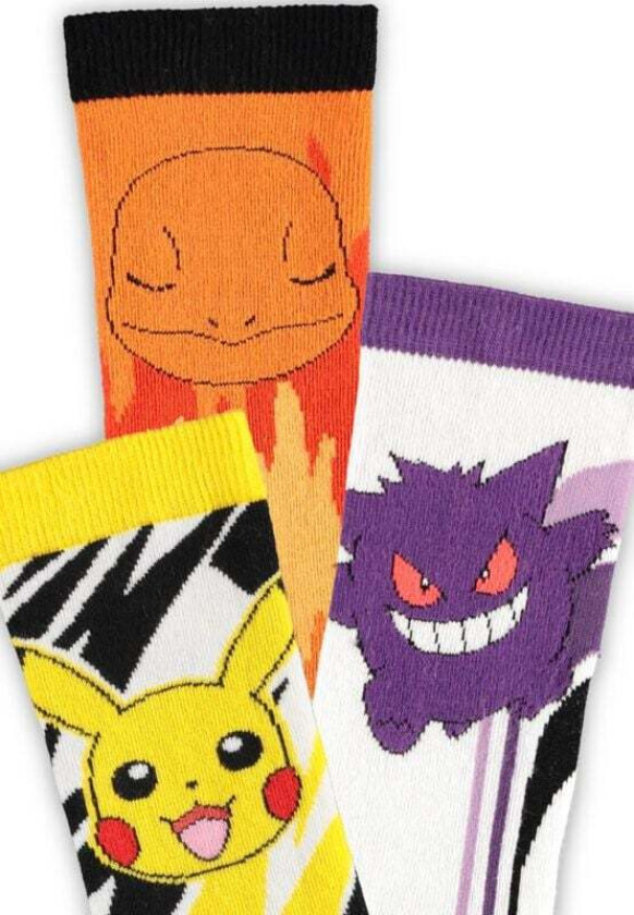gaming Sokker - Pikachu Charmander Gengar Sokker - EU39-42 til EU 43-46 - Unisex - flerfarget