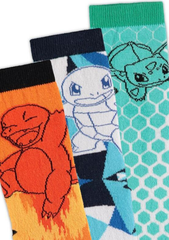 gaming Sokker - Charmander Bulbasaur Squirtle Elements Sokker - EU39-42 til EU 43-46 - Unisex - flerfarget