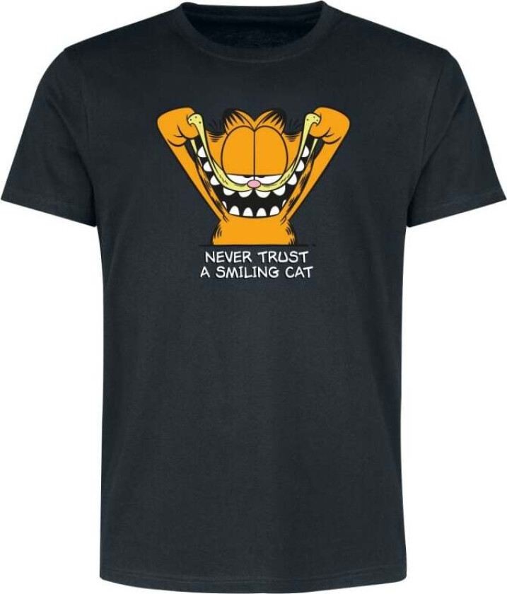 T-skjorte - Never Trust A Smiling Cat - S til 3XL - Herrer - svart